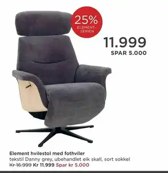 Møbelringen Element hvilestol med fothviler tilbud