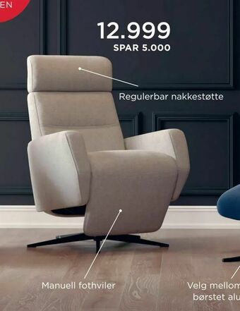 Møbelringen Galaxy Sky hvilestol med fothviler tilbud