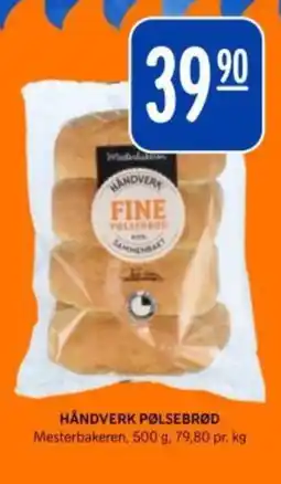 Rema 1000 Mesterbakeren Håndverk pølsebrød tilbud