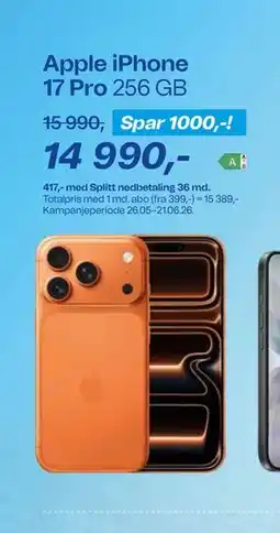Telenor Apple iPhone 17 Pro 256 GB tilbud