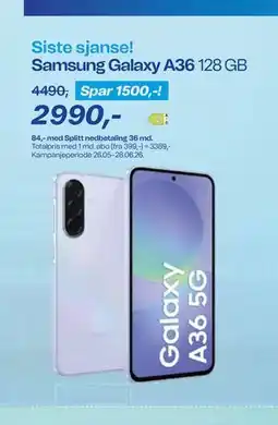 Telenor Siste sjanse! Samsung Galaxy A36 tilbud