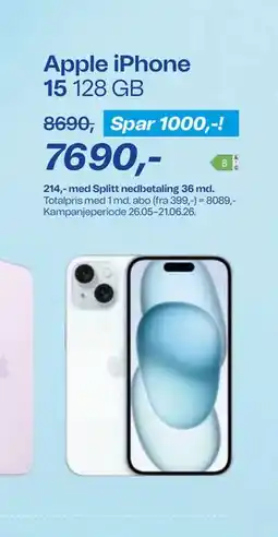 Telenor Apple iPhone 15 128 GB tilbud