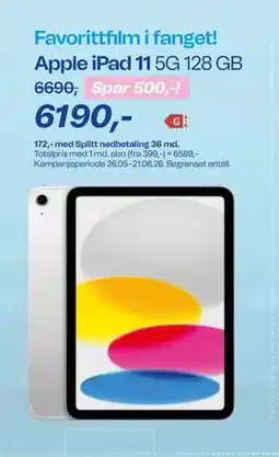Telenor Apple iPad 11 5G 128 GB tilbud