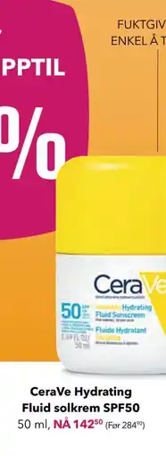Apotek 1 CeraVe Hydrating Fluid solkrem SPF50 tilbud