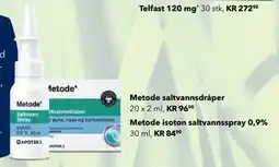 Apotek 1 Metode isoton saltvannsspray 0,9% tilbud