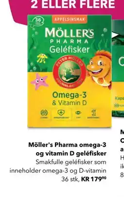 Apotek 1 Möller's Pharma omega-3 og vitamin D geléfisker tilbud