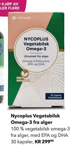 Apotek 1 Nycoplus Vegetabilsk Omega-3 fra alger tilbud
