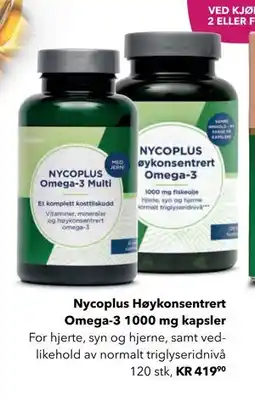 Apotek 1 Nycoplus Høykonsentrert Omega-3 1000 mg kapsler tilbud