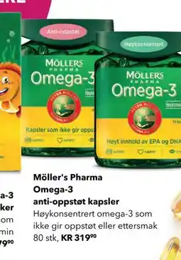 Apotek 1 Möller's Pharma Omega-3 anti-oppstøt kapsler tilbud