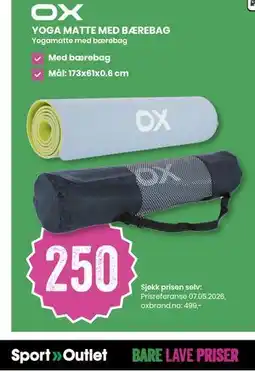 Sport Outlet YOGA MATTE MED BÆREBAG tilbud