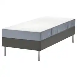 IKEA LyngÖr Kontinentalseng, Vesteröy medium/lys blå mørk grå, 90x200 cm tilbud