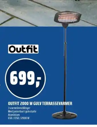 Outfit 2000 w gulv terrassevarmer