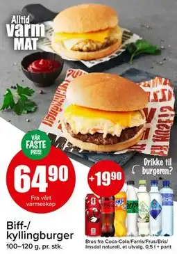 Spar Biff-/ kyllingburger tilbud