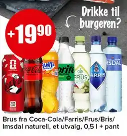 Spar Brus fra Coca-Cola/Farris/Frus/Bris/ Imsdal naturell tilbud