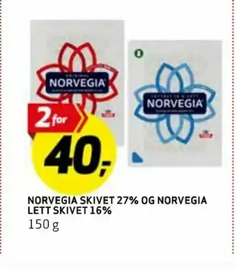 Bunnpris Norvegia skivet 27% og norvegia lett skivet 16% tilbud