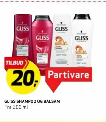 Bunnpris Gliss shampoo og balsam tilbud