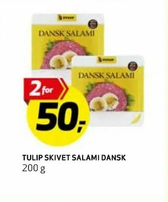 Bunnpris Tulip skivet salami dansk tilbud