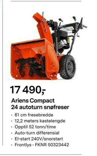 Felleskjøpet Ariens Compact 24 autoturn snøfreser tilbud