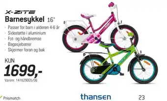 Thansen Barnesykkel 16" tilbud
