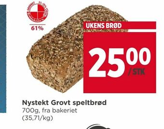 Meny Nystekt Grovt speltbrød tilbud