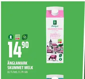 Coop Obs Änglamark skummet melk tilbud