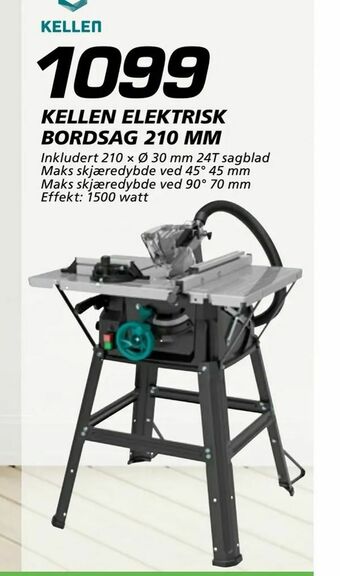 Coop Byggmix Kellen elektrisk bordsag 210 mm tilbud