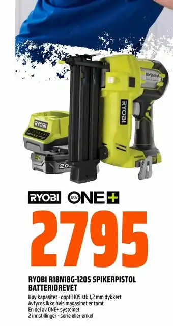 Obs Bygg Ryobi r18n18g-120s spikerpistol batteridrevet tilbud