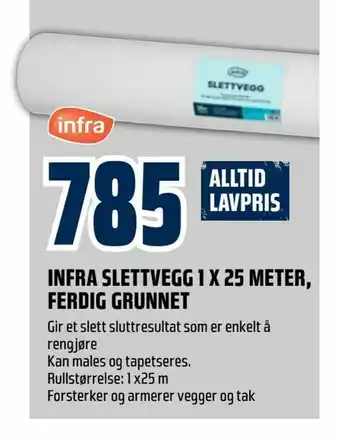 Obs Bygg Infra slettvegg 1 x 25 meter, ferdig grunnet tilbud