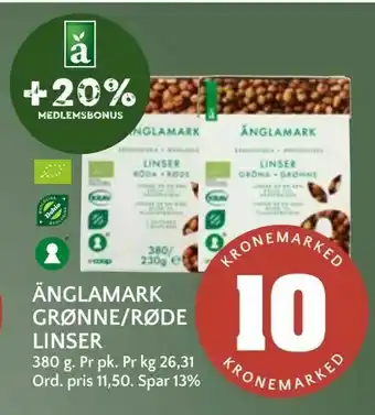 Coop Mega Änglamark grønne/røde linser tilbud