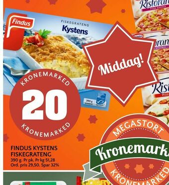 Coop Mega Findus kystens fiskegrateng tilbud