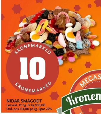 Coop Mega Nidar smågodt tilbud