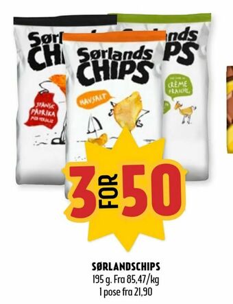 Coop Prix Sørlandschips tilbud
