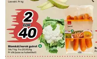 Blomkål/norsk gulrot