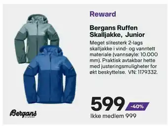 XXL Sport Bergans Ruffen Skalljakke, Junior tilbud