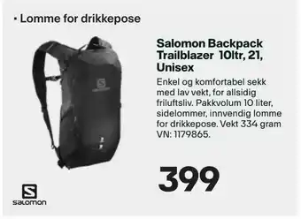 XXL Sport Salomon Backpack Trailblazer 10ltr, 21, Unisex tilbud