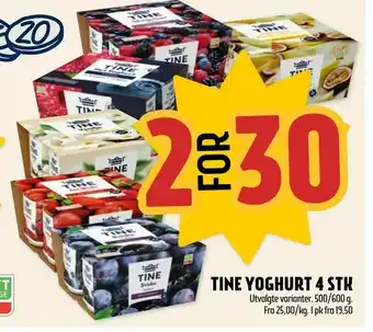 Coop Prix TINE YOGHURT 4 STK tilbud