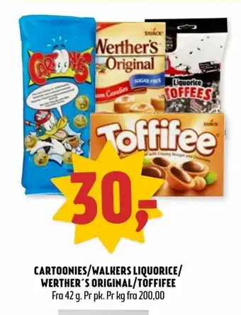 Coop Prix Cartoonies/walkers liquorice/ werther's original/toffifee tilbud