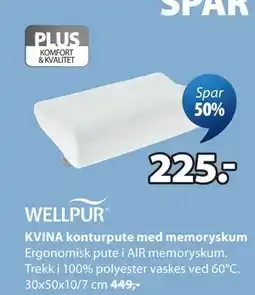 JYSK KVINA konturpute med memoryskum tilbud