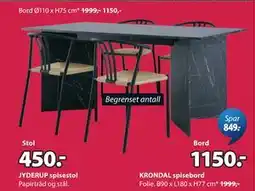 JYSK KRONDAL spisebord tilbud