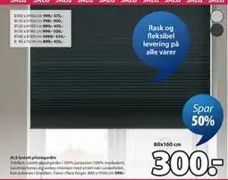 JYSK ALS lystett plisségardin tilbud