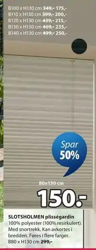 JYSK SLOTSHOLMEN plisségardin tilbud