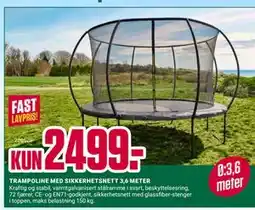 Europris TRAMPOLINE MED SIKKERHETSNETT 3,6 METER tilbud