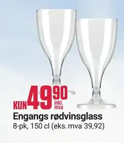 Europris Engangs rødvinsglass tilbud
