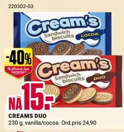 Europris CREAMS DUO tilbud