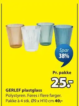 JYSK GERLEF plastglass tilbud
