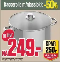 Europris KASSEROLLE MED GLASSLOKK tilbud