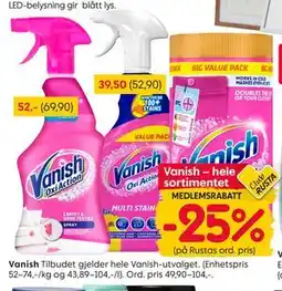 Rusta Vanish, Medlemspris tilbud