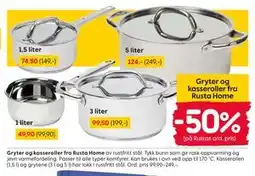 Rusta Gryter og kasseroller fra Rusta Home tilbud