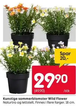 Rusta Kunstige sommerblomster Wild Flower tilbud