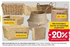 Rusta Alle innendørskurver av naturlige materialer tilbud